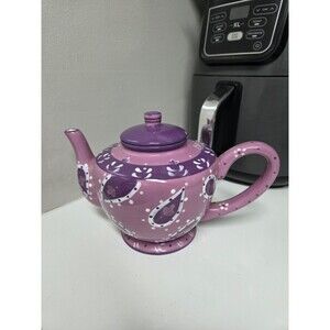 Mesa International Hand Painted Ceramic Teapot Pink Purple Paisley Tea Pot